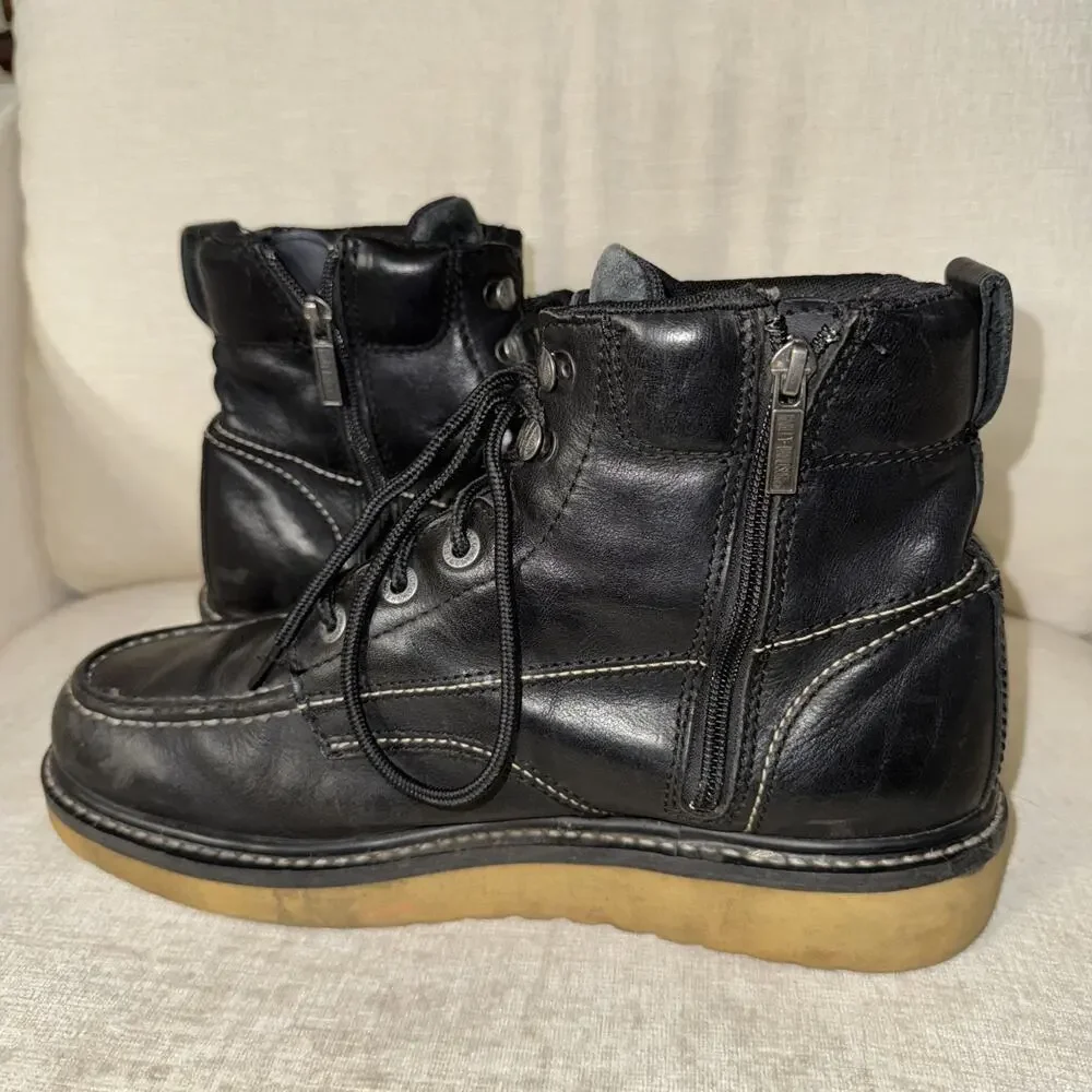 Harley-Davidson Men's Beau Leather Motorcycle Wedge Boots | Black | Size 11.5